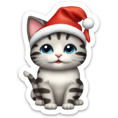 gatito con gorro de navidad sticker