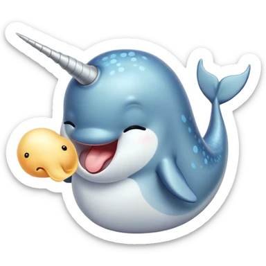 Cinematic Cute Yawning Cute Narwhal Portrait Emoji, Head tilted slightly with a dramatic, wide-open yawn, showcasing a streamlined, elegant body with a gracefully curling tusk and sleepy, half-closed eyes, Simplified yet irresistibly adorable features, highly detailed, glowing with a soft, cozy oceanic glow, high shine, relaxed yet expressive, stylized with a hint of whimsical marine ease, soft glowing outline, capturing the essence of a drowsy yet affectionate cute narwhal that appears ready to stretch and yawn its way out of the screen! sticker