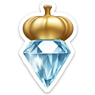 a Diamond Acorn, sparkling cut diamond, with stem of gold sticker