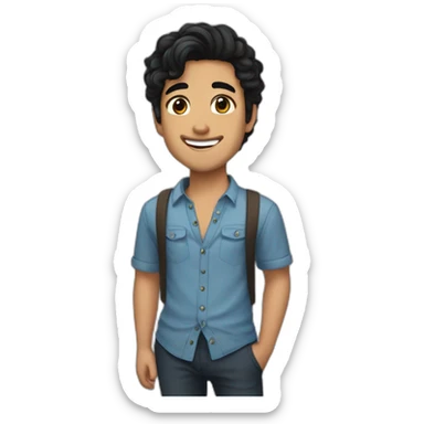 A beautiful, enthusiastic person with brown eyes and black hair. He dresses beautifully, like a YouTuber  sticker