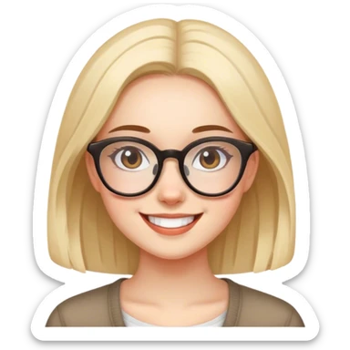 smiling girl with glasses indoors pretty sticker