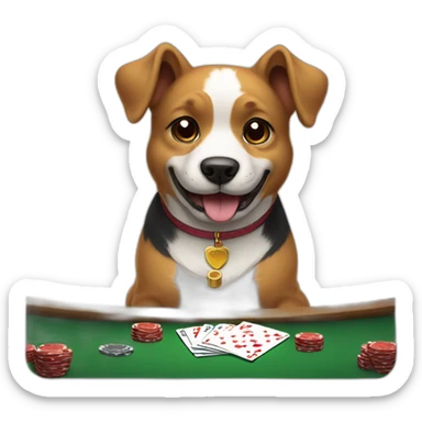 cute dog playing poker sticker