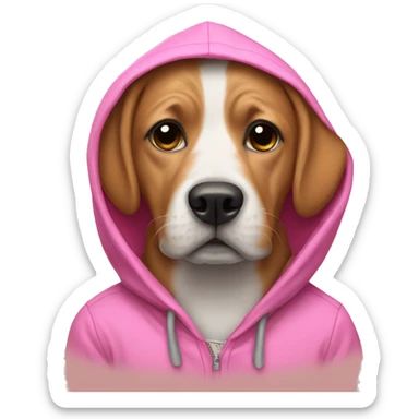 Dog wearing pink hoodie sticker