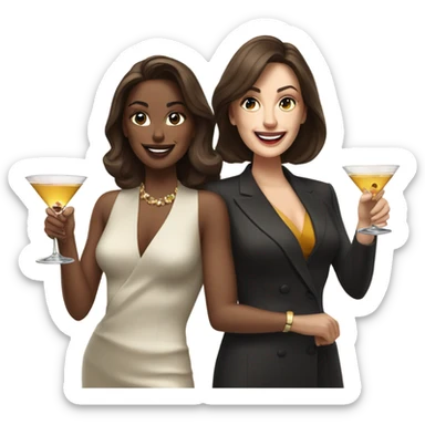 rich caucasian women two friends sipping martinis brunettes sticker