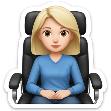 Cartoon faced girl relaxing in an office chair sticker