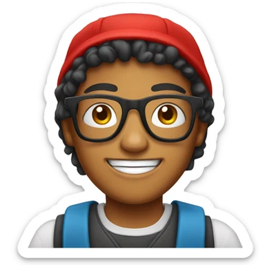 nepalese teen with glasses and red kfc hat sticker