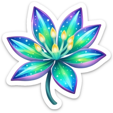 Shiny iridescent scented starry lit luminescent translucent diaphanous sparkling epic legendary aesthetic decorative floating glowing Amaura-Aurora-Aurorus-Meloetta-Palkia-Flower sticker