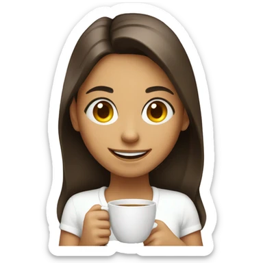smiling girl with coffee cup sticker
