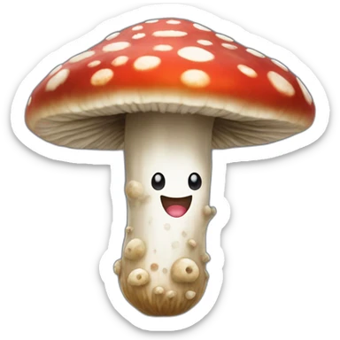 Amanita muscaria with happy face say “hallo” sticker