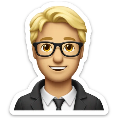 Un homme blond avec des lunettes promène son berger australien  sticker