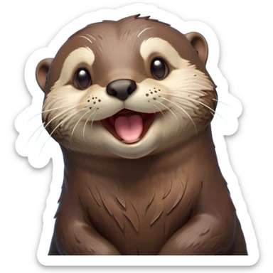 Cinematic Cute Yawning Otter Portrait Emoji, Head tilted slightly with a dramatic, wide-open yawn, showcasing a soft, sleek brown Fur with slightly drooping ears, round eyes barely open in drowsy contentment, Simplified yet irresistibly adorable features, highly detailed, glowing with a soft, cozy glow, high shine, relaxed yet expressive, stylized with a touch of aquatic whimsy, bright and endearing, soft glowing outline, capturing the essence of a sleepy yet affectionate otter, so drowsy it feels like it could glide right out of the screen and curl up for a nap! sticker