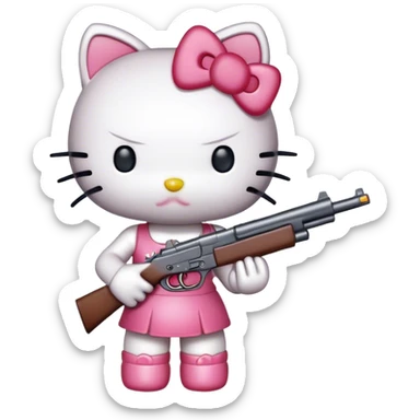 Hello kitty holding gun sticker