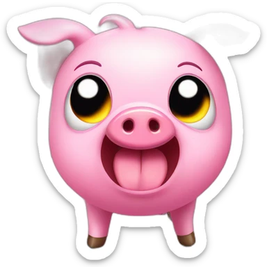 cute pink pig angry with lightning background sticker