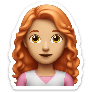 A red-haired girl with long hair in pink clothes sticker