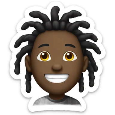 black man-dread locks-  no facial hair laughing black shirt sticker