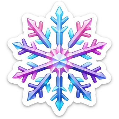 Gradient iridescent Pastel rainbow Pink violet blue crystal star snowflake  sticker