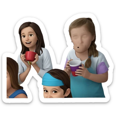 girls with cups indoors sticker