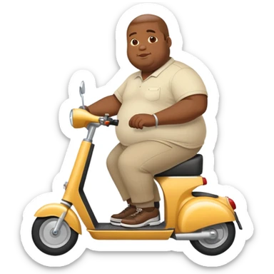 fat black man on motorized scooter  sticker