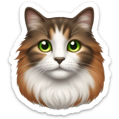fluffy cat with orange, brown and dark brown hair and green eyes sticker