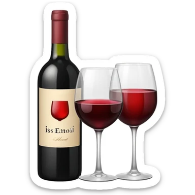 bottle of wine and glass black sticker