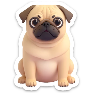 A pug posing, close up pose, living room background sticker