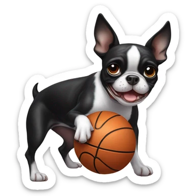 Boston terrier playing basketball sticker