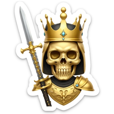 Golden skull with crown now make it with a worrior sowrd with a skull body sticker