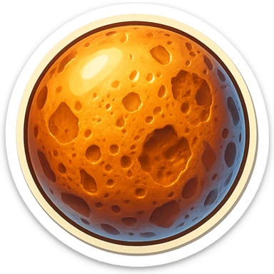 Add more rocky details, deeper pitted marks, and rougher patches to the Mercury planet emoji, keeping the same retro stickers style and transparent background. sticker