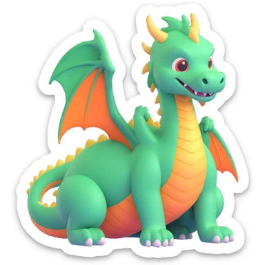 a fluffy dragon, cute and friendly sticker