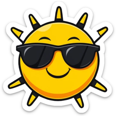 smiling sun with sunglasses sticker