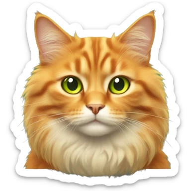 Orange fluffy cat with yellow/green eyes  sticker