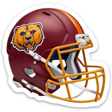 The Washington commanders football helmet and the Chicago Bears football helmet facing each other sticker