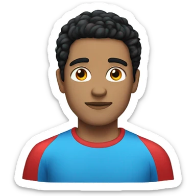 Guy with red t-shirt black hair light skin blue eye sticker