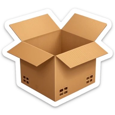 open cardboard box  sticker