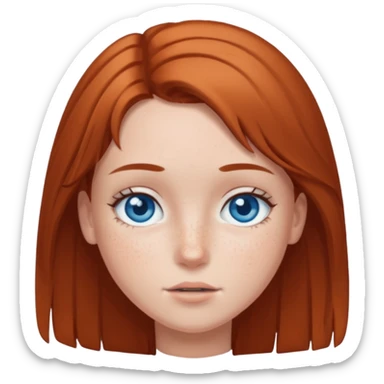 a girl with drown hair and blue eyes with freckles straight hair  sticker