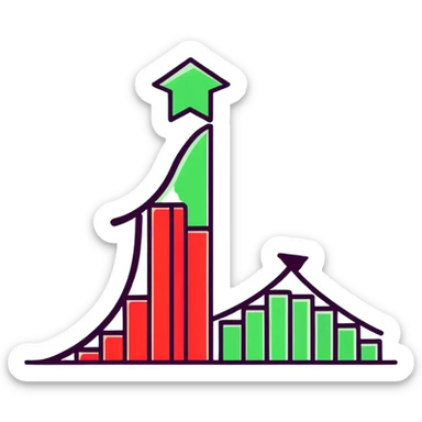 Positive growth chart with green upward trend sticker