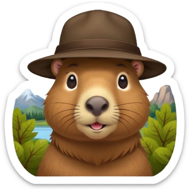 Capibara with a hat sticker