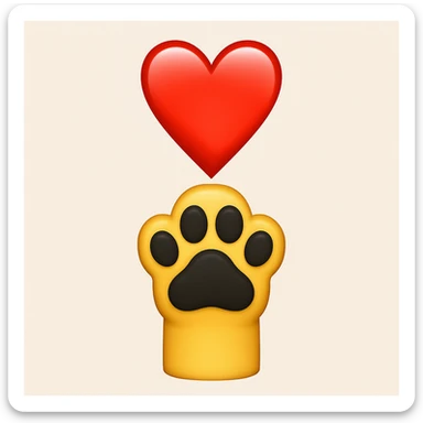 Make it apple style emojis: Stack the two black puppy paws vertically, keep the heart and original style sticker