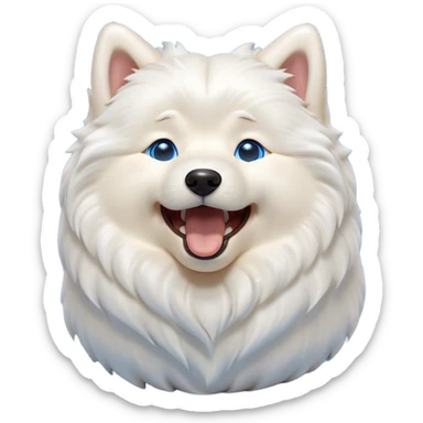 Cinematic Cute Yawning Samoyed Portrait Emoji, Head tilted slightly with a dramatic, wide-open yawn, showcasing a soft, fluffy white Fur with a gentle shimmer, floppy ears slightly drooping, round blue eyes barely open in drowsy contentment, Simplified yet irresistibly adorable features, highly detailed, glowing with a soft, cozy glow, high shine, relaxed yet expressive, stylized with a touch of whimsy, bright and endearing, soft glowing outline, capturing the essence of a sleepy yet affectionate companion, so drowsy it feels like it could stretch right out of the screen and curl up for a nap! sticker