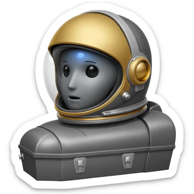 bodyless dark grey astronaut helmet, NO face, empty casket sticker