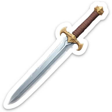 barbarian sword object icon, large heavy sword, rough steel blade, leather wrapped handle, battle-worn scratches, fantasy style, 3D cartoon, mobile game icon style, centered, clean background, soft shadow, no text, no watermark

 sticker
