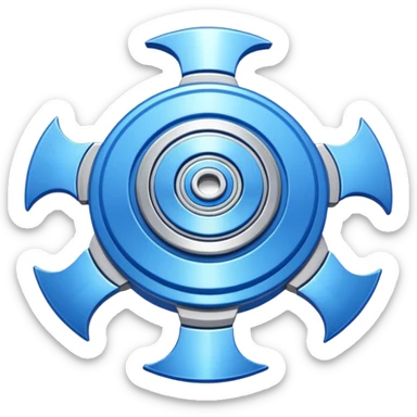 A blue Beyblade with 3 pointed blades like Victory Valtryek sticker