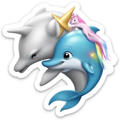 Dolphin hugging a unicorn sticker