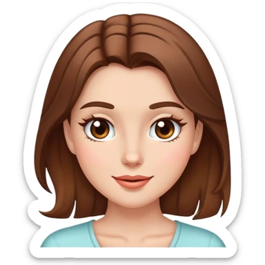 brown long hair girl with soft makeup, winking sticker