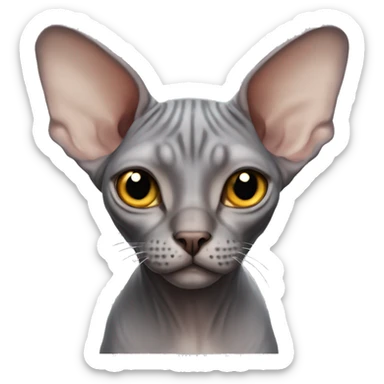 Sphynx cat gray with big ears  sticker