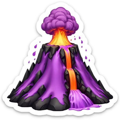 A volcano errupting woth pure purple lava sticker