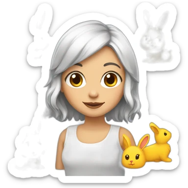 Fille avec lapin dans les bras sticker