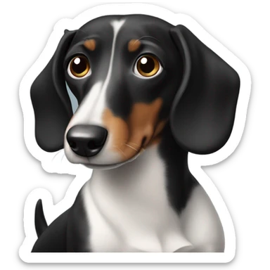 black and white wiener dog sticker
