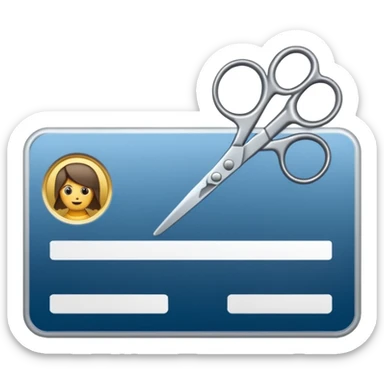 Scissors cutting military ID card in the middle front view sticker