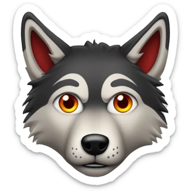 Loup méchant tou noir avec yeux rouges  sticker